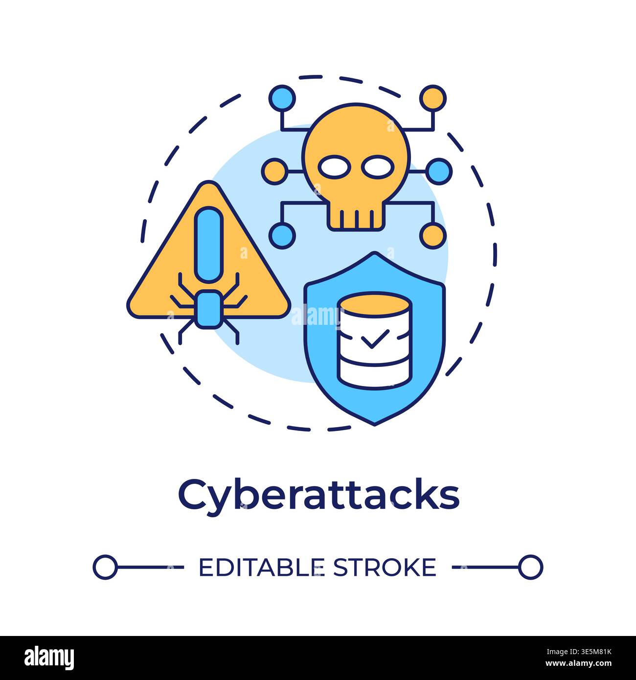 Cyberattacks multi color concept icon Stock Vector
