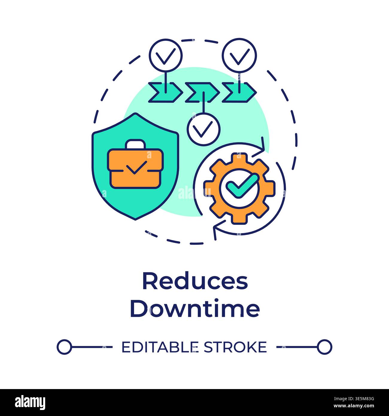 Reduces downtime multi color concept icon Stock Vector
