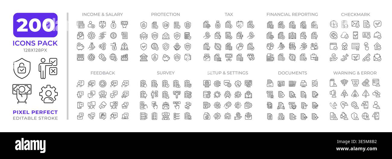 Finances line icons set collection Stock Vector