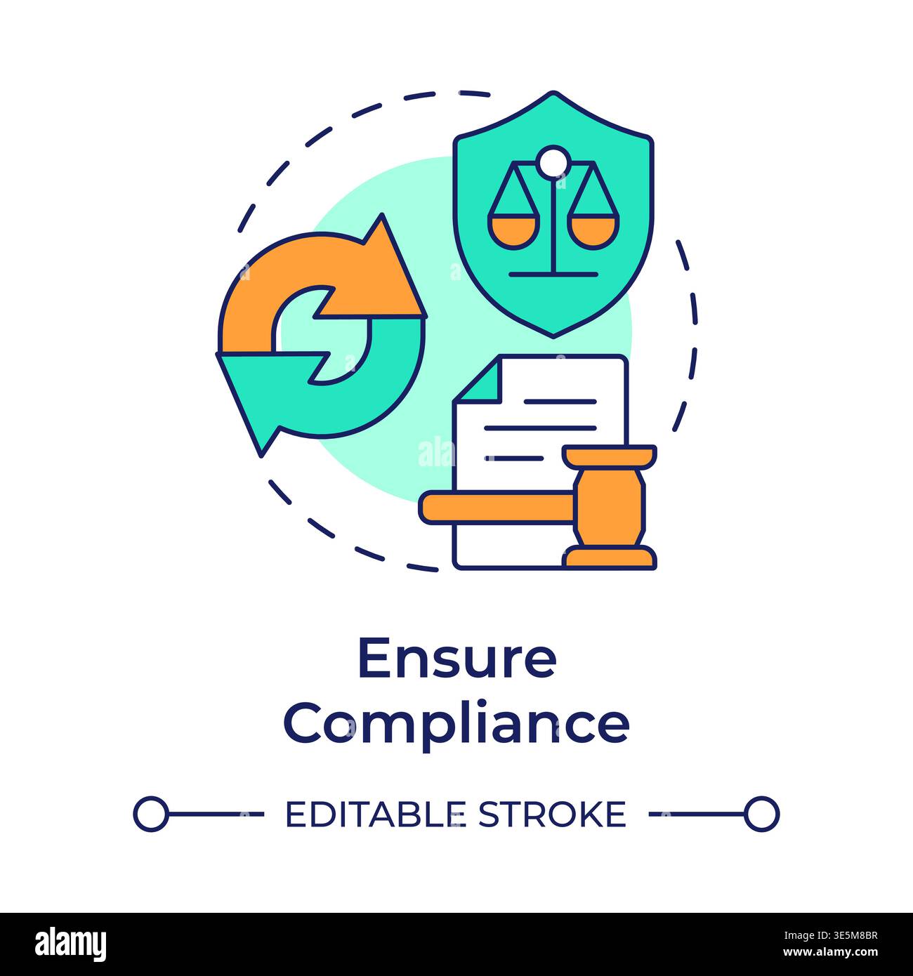 Ensures compliance multi color concept icon Stock Vector