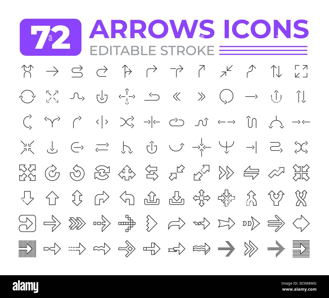 Arrows line icons big set Stock Vector