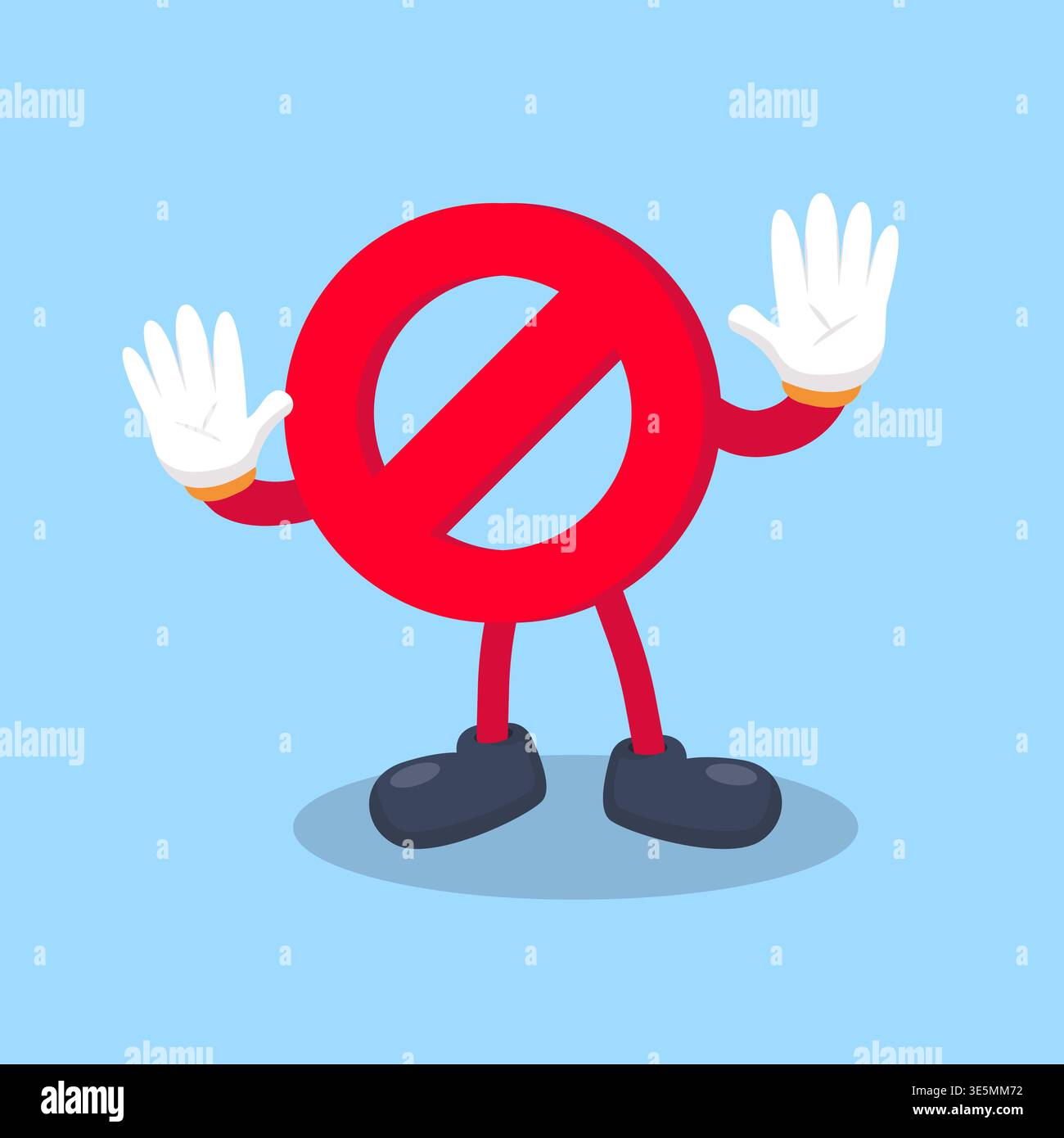No Symbol Character Showing Stop Gesture Illustration Stock Vector