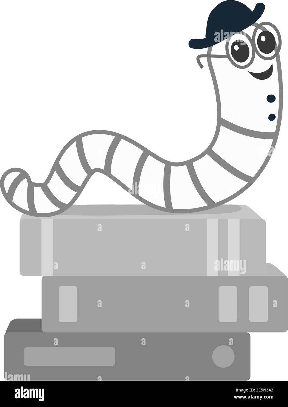Cartoon worm on a hook. emotion. isolated on a white background. vector illustration. character icon Earthworm. flat style. Crawling animal creature. Stock Vector