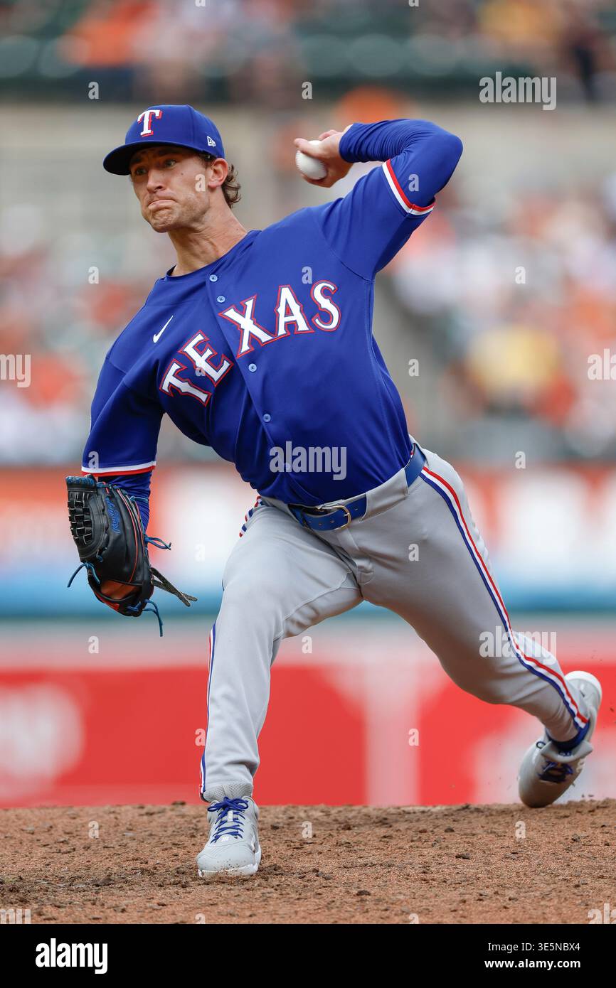 Jacob Latz #67 of the Texas Rangers throws a pitch during a game