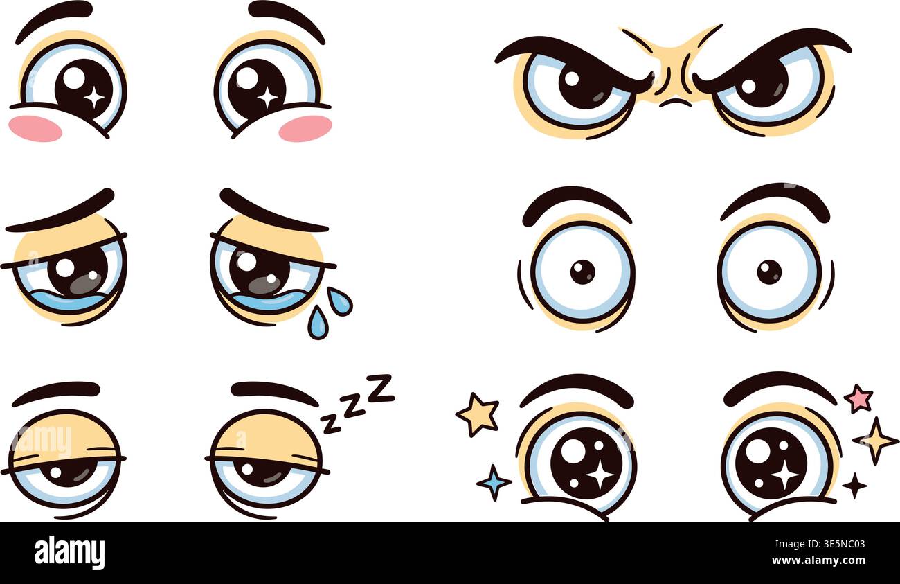 Funny Cartoon Eyes Set – Comic Facial Expressions Vector Collection ...