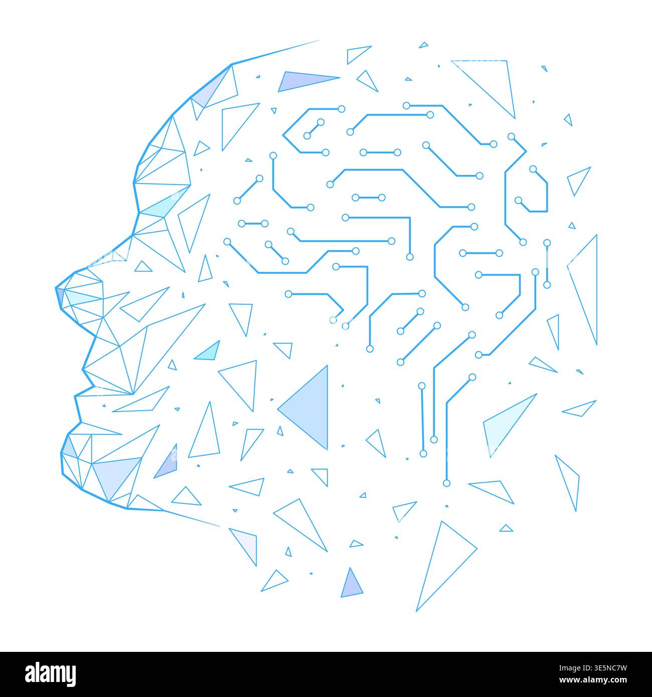 Abstract AI Head Circuit Stock Vector