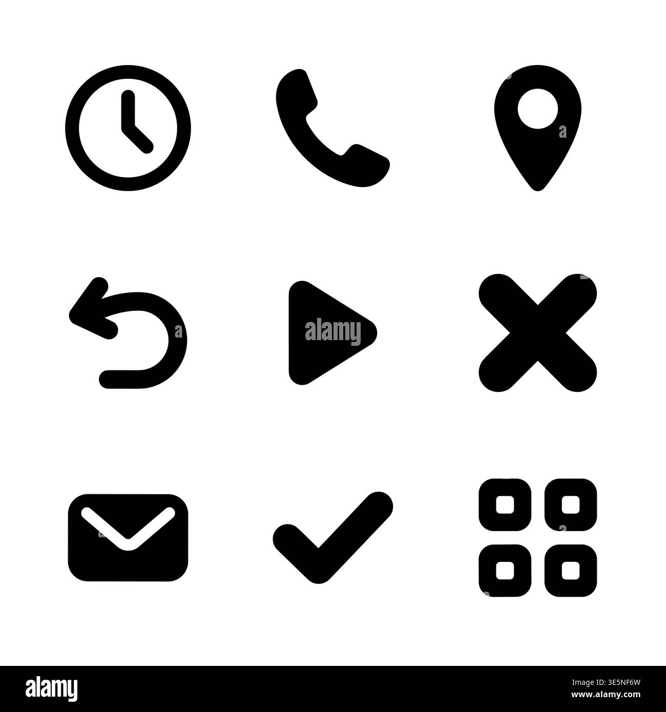 Collection of Black Solid Icons for UI and UX Design Stock Vector Image ...
