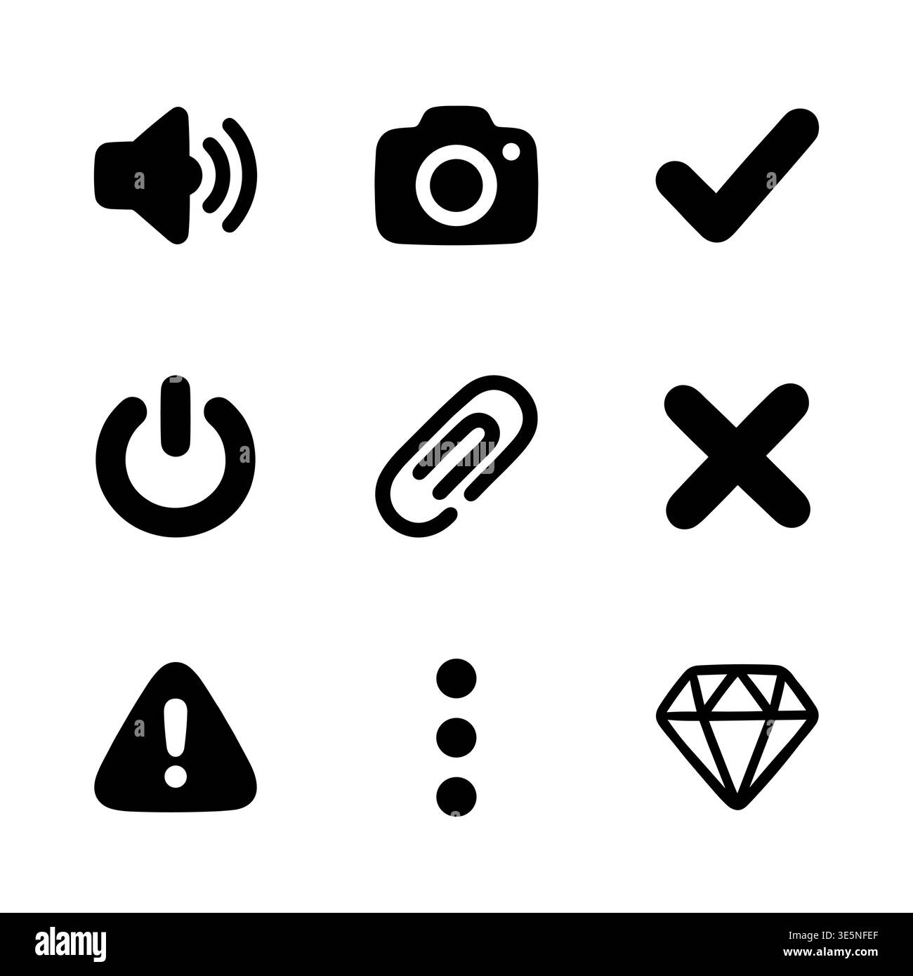 Basic user interface vector icon set, glyph style design Stock Vector
