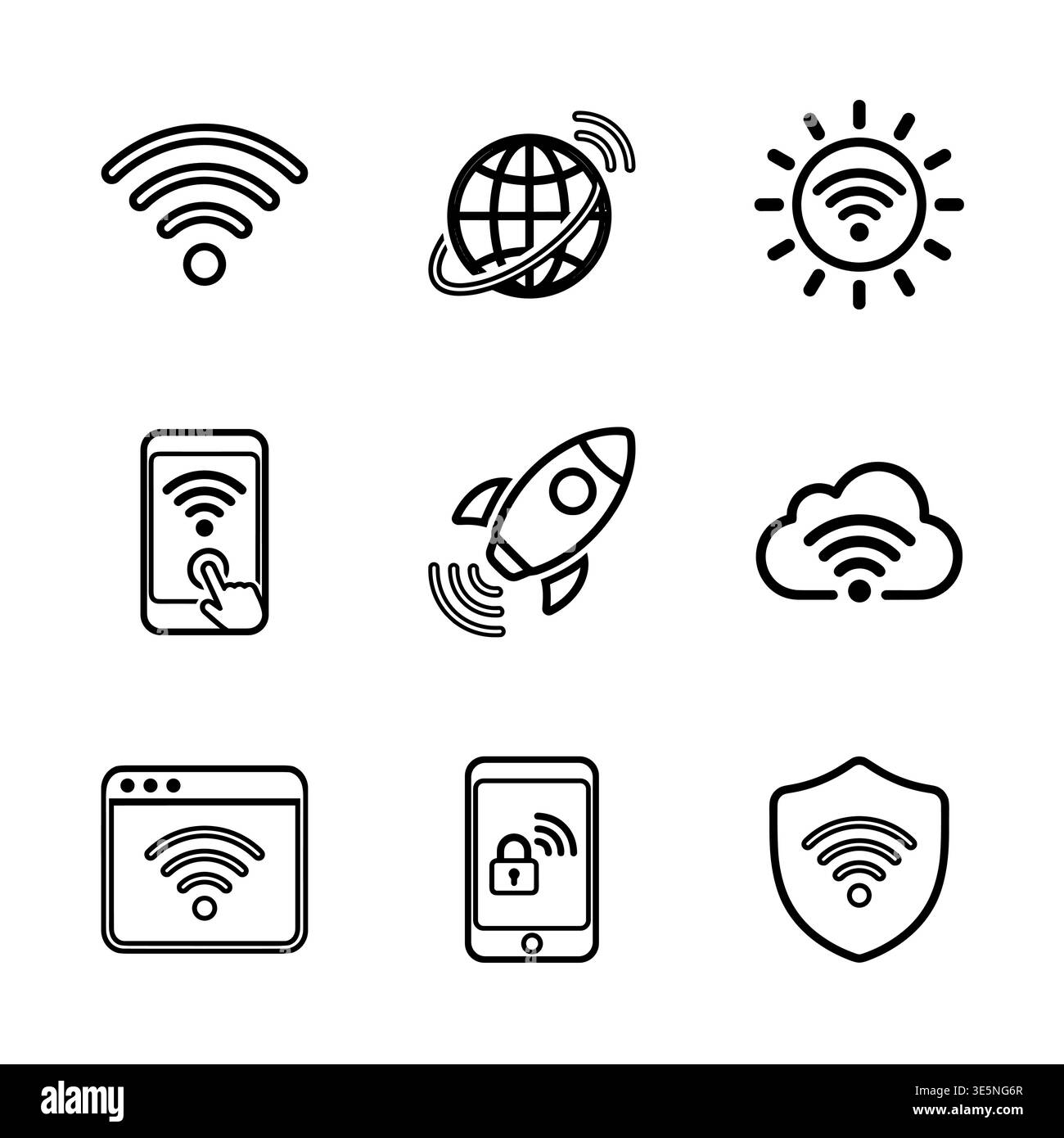 Collection of wifi and internet related vector icons Stock Vector Image ...