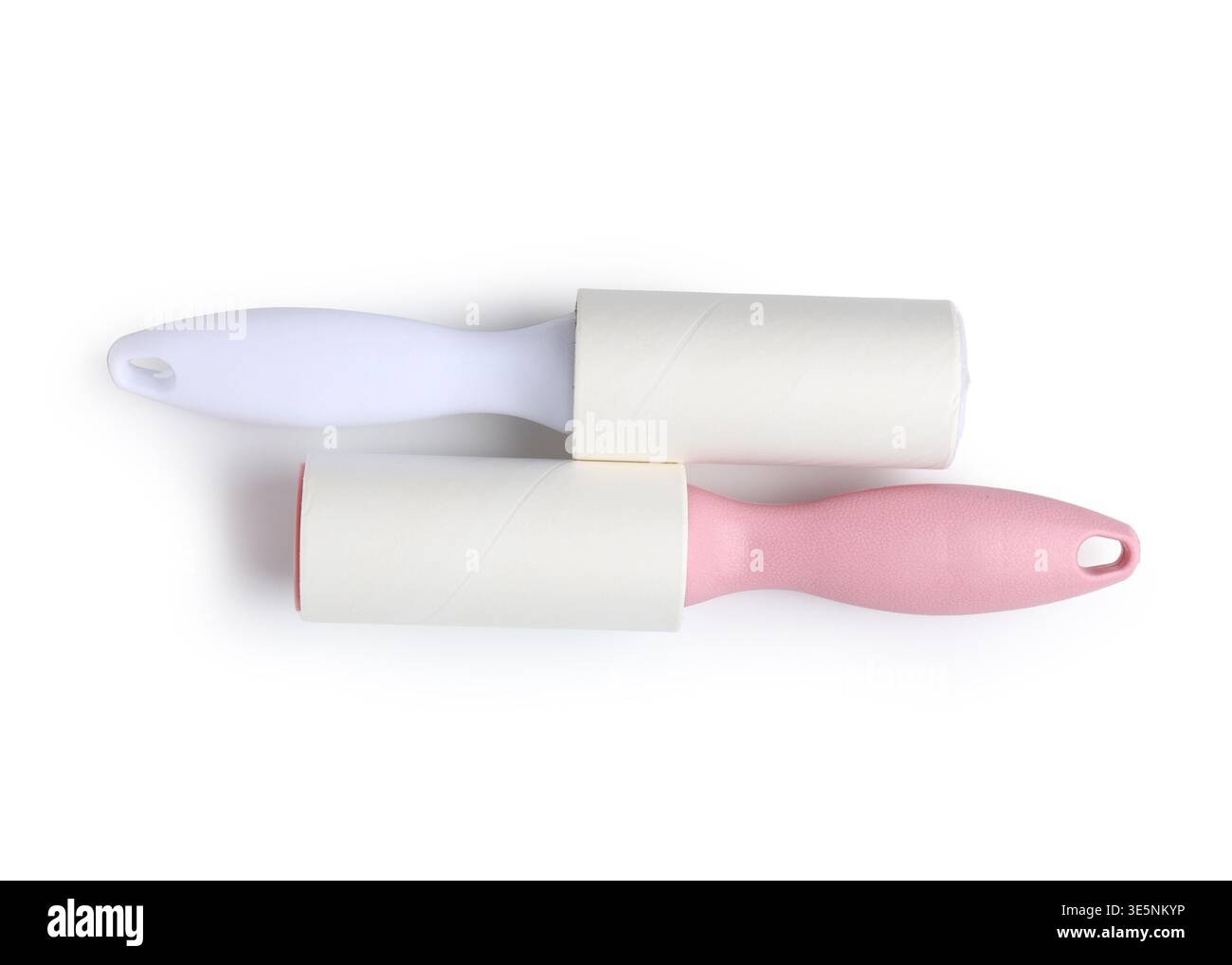 Sticky lint rollers on white background Stock Photo