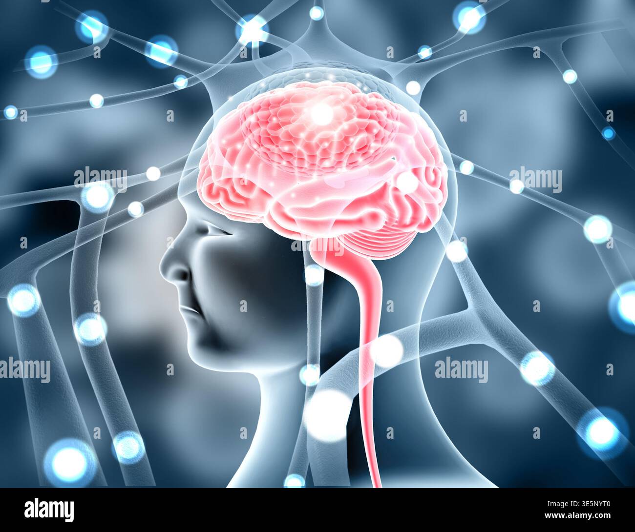 Human brain electrical impulses. 3d illustration Stock Photo - Alamy