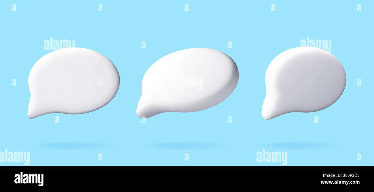 Three white 3D speech bubbles Stock Vector