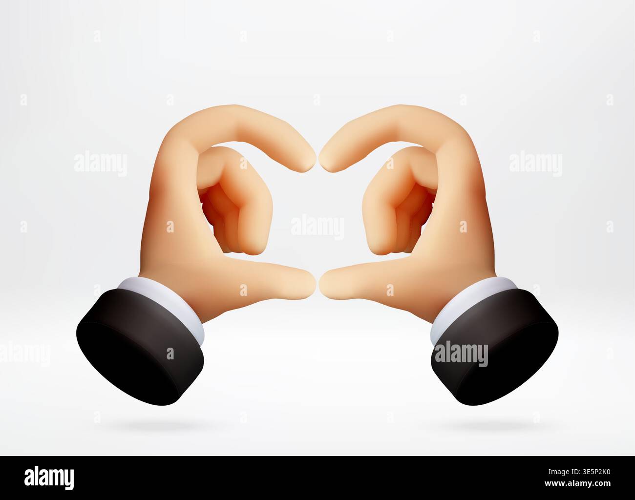 3D human hands making heart gesture. Stock Vector