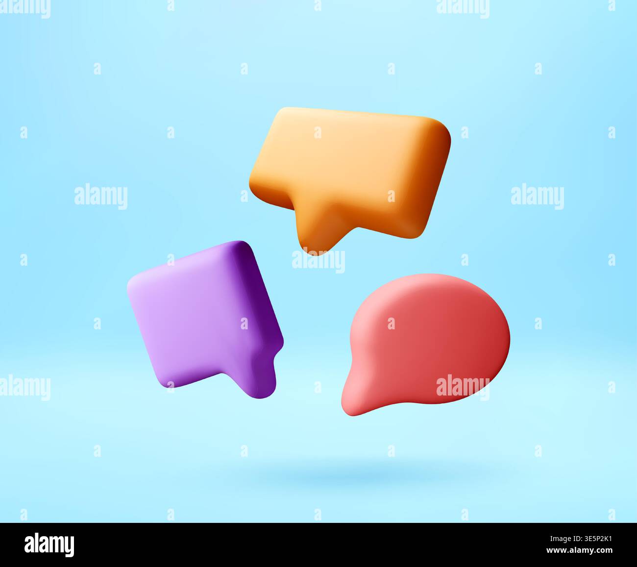 3D Three multicolor floating speech bubbles Stock Vector