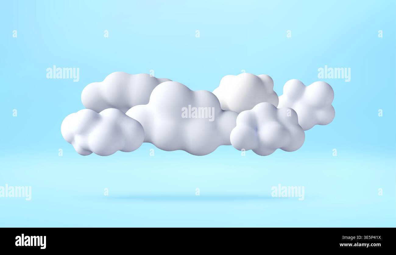 3D White puffy cloud icon Stock Vector