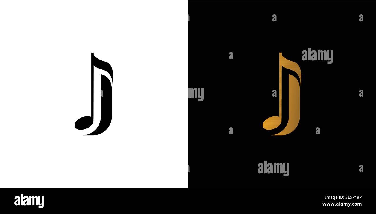 Modern and elegant J initials music logo design Stock Vector