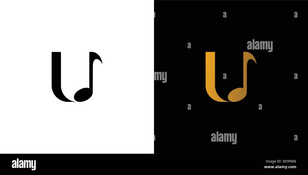 Modern and elegant U initials music logo design Stock Vector