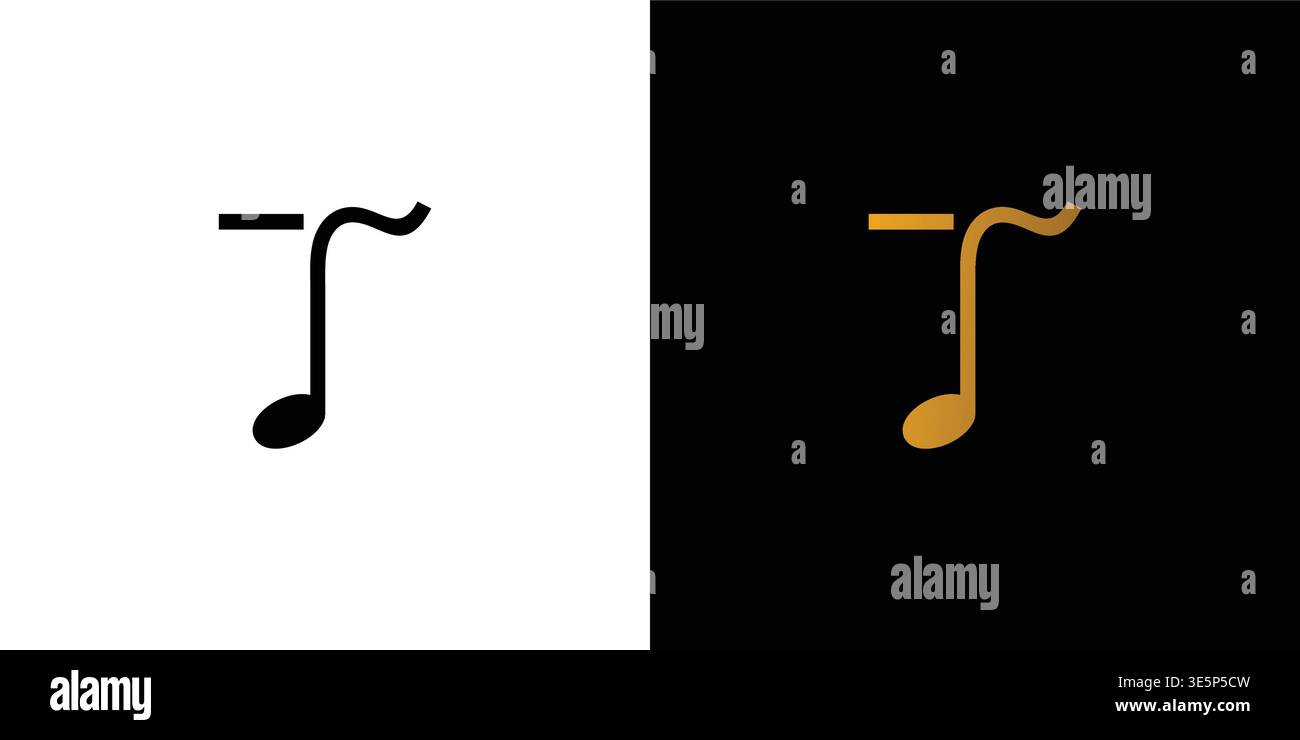 simple and unique T initials music logo design Stock Vector