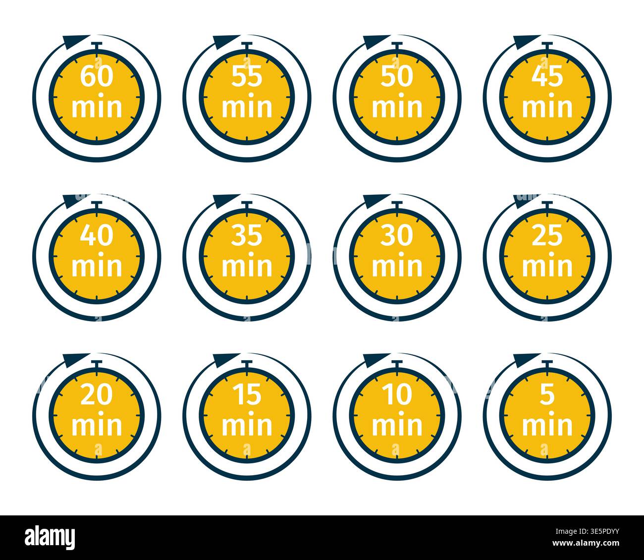 Kitchen timer and countdown icon set on white background Stock Vector