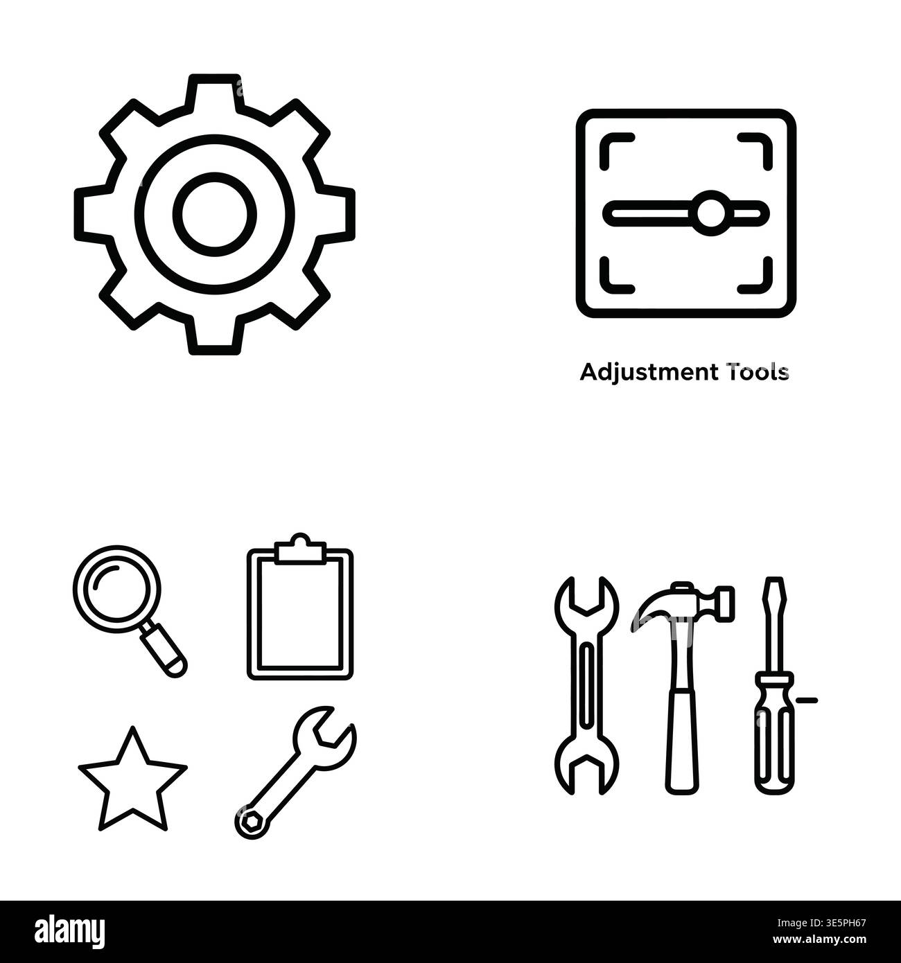 Collection of Minimalist Web, System, and Utility Line Icons Stock Vector