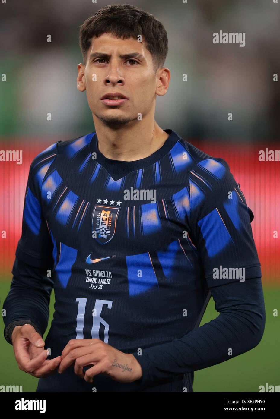 Turin, Italy, 31st March 2026. Mathias Olivera of Uruguay looks on ...
