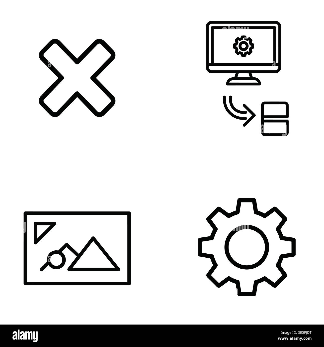 Access Control and Account Management Linear Icon Set Stock Vector
