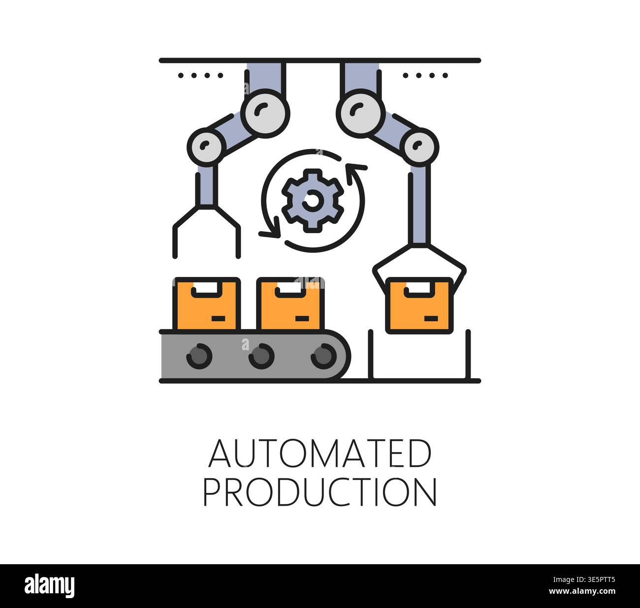 Automatic production, manufacture icon or sign. Automatic factory color ...