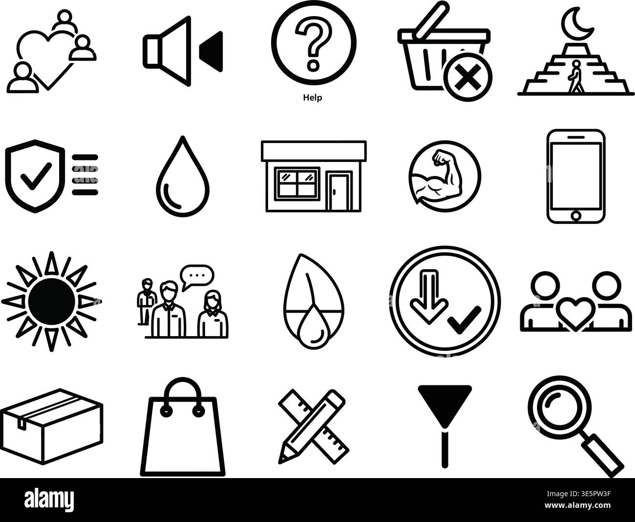 Customer Support, Business Security, and Retail Logistics Icon Set ...
