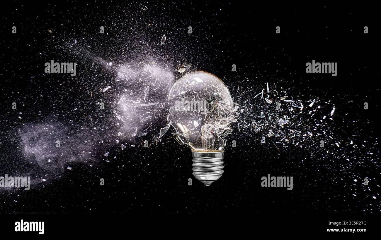 real high speed photo Light bulb explosion Stock Photo
