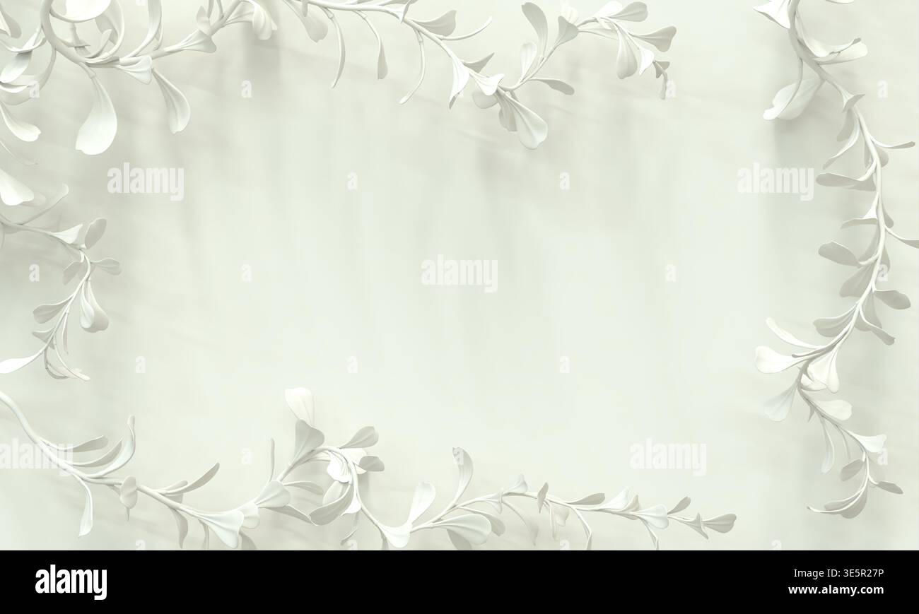 White vines 3d creating a frame minimalist background Stock Photo