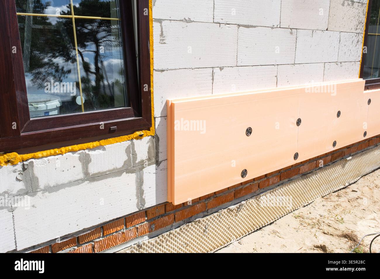 Thermal foam insulation on building facade, external wall cladding ...
