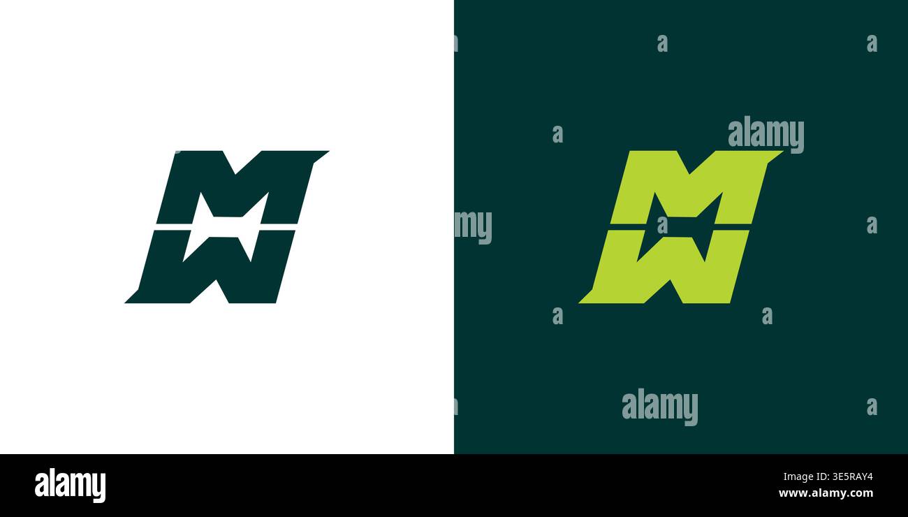 strong and bold letter MW initials logo design Stock Vector
