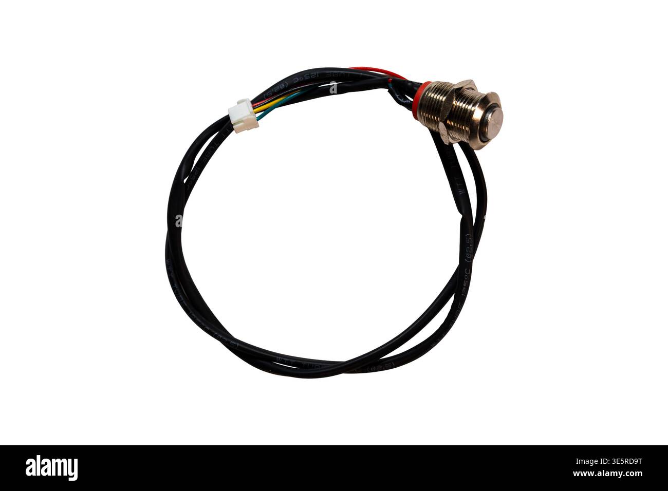 Electronic control switch with soldered wires for circuit panel connection Stock Photo
