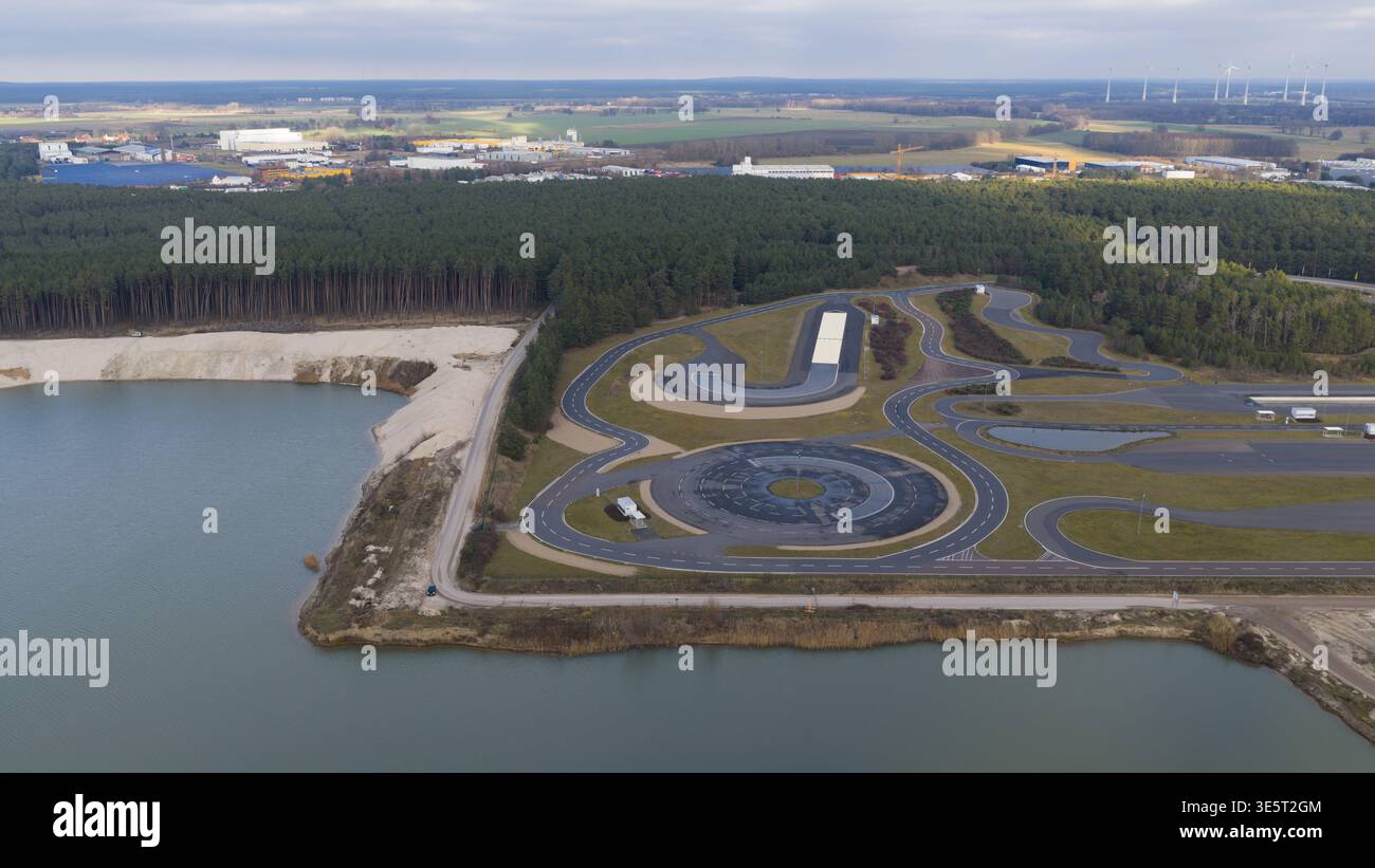 Aerial view of an automotive proving ground with test tracks Stock ...