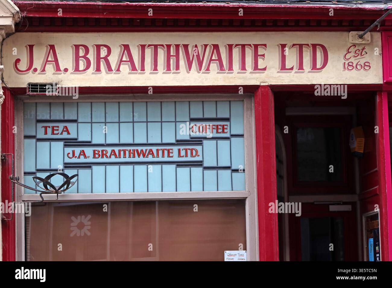 J A Braithwaite historic tea and coffee shop, 6 Castle Street, Dundee, Scotland, UK. Stock Photo