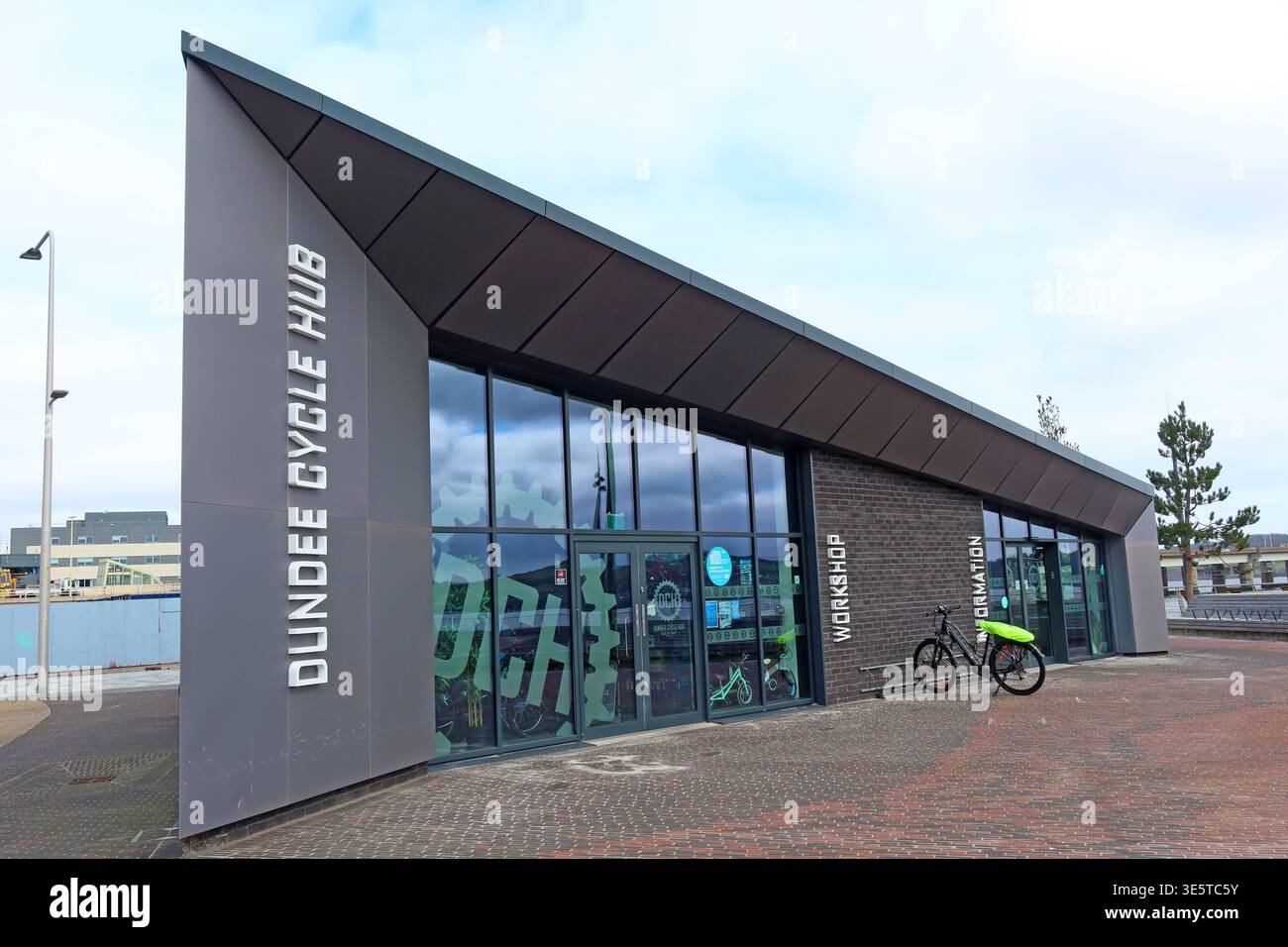 Dundee Cycle Hub building on the Dundee waterfront, Scotland, illustrating active travel, cycling infrastructure and sustainable urban transport Stock Photo