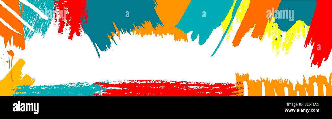 colored background with paint strokes frame. Hand drawn. Not AI, vector illustration. Stock Vector