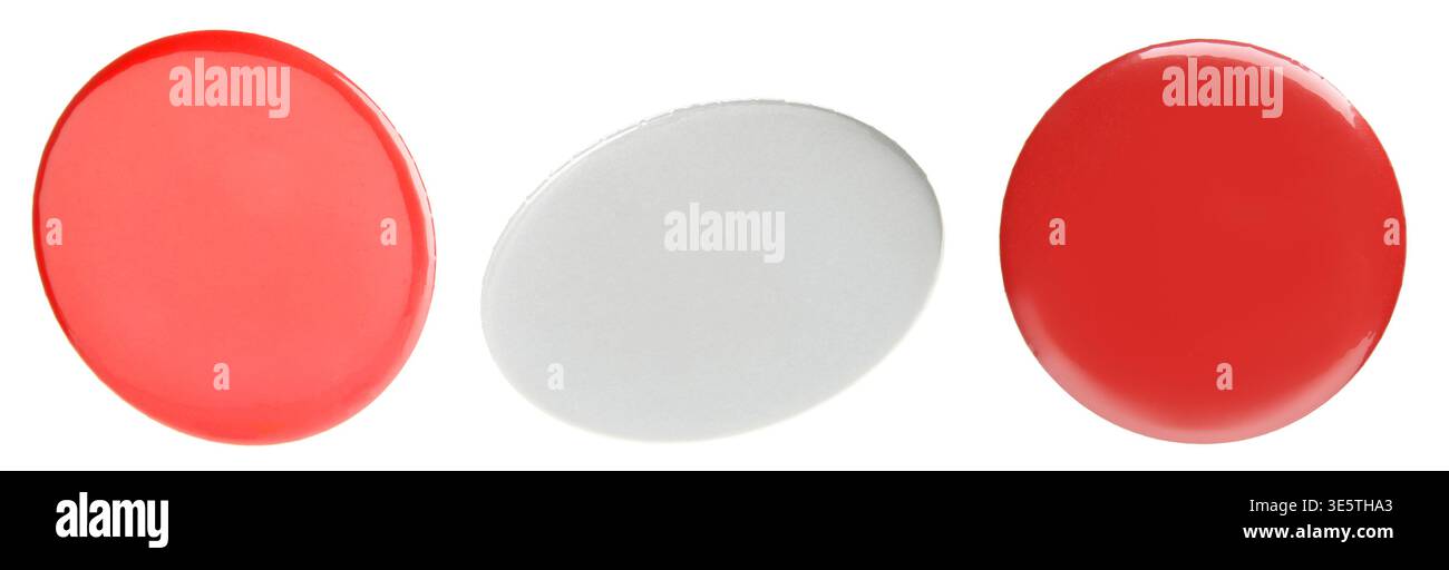 Three blank button badges isolated on white, set Stock Photo