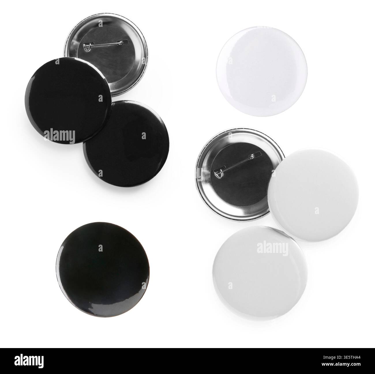 Many blank button badges isolated on white, set Stock Photo