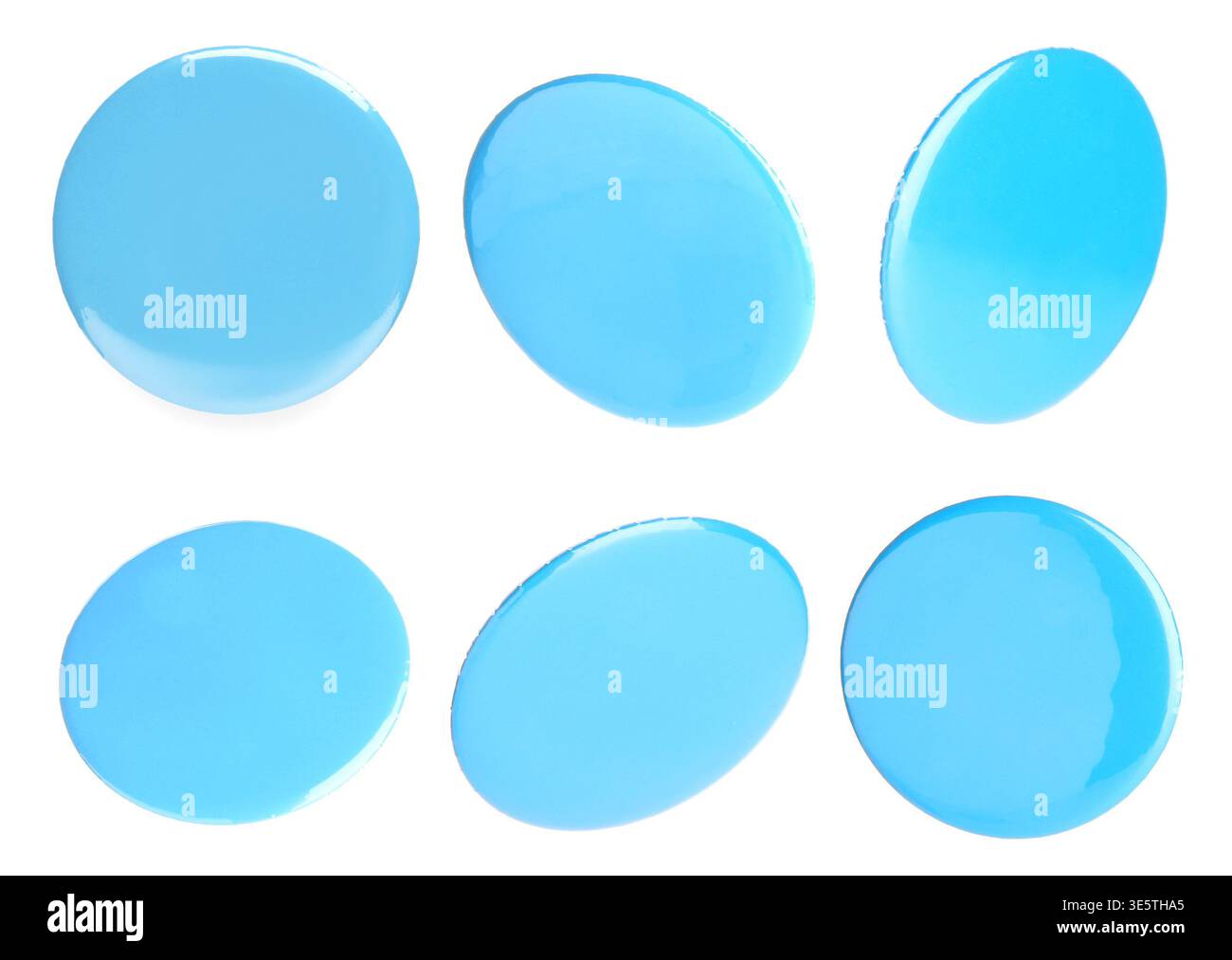 Many light blue button badges isolated on white, set Stock Photo