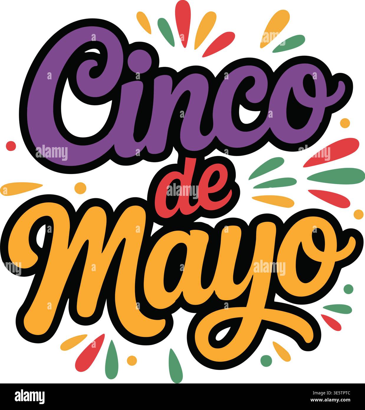 Cinco de Mayo Festive Celebration Vector Lettering Stock Vector