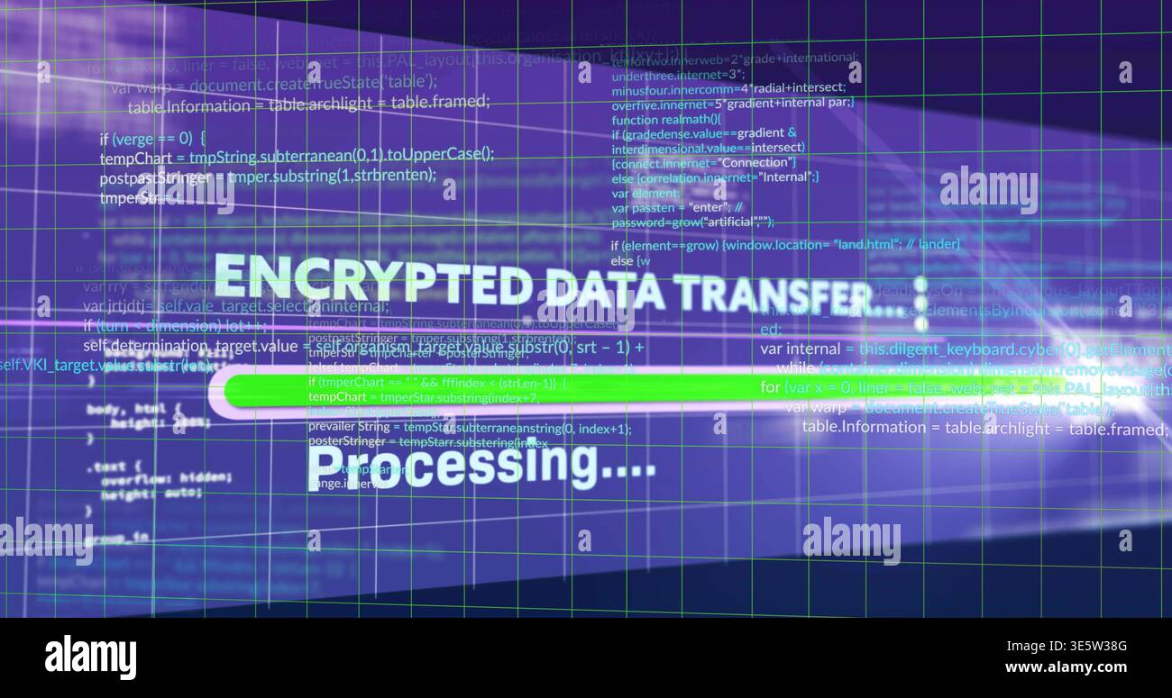 Displaying centered headline and progress cluster updating on system UI, with green progress bar Stock Photo