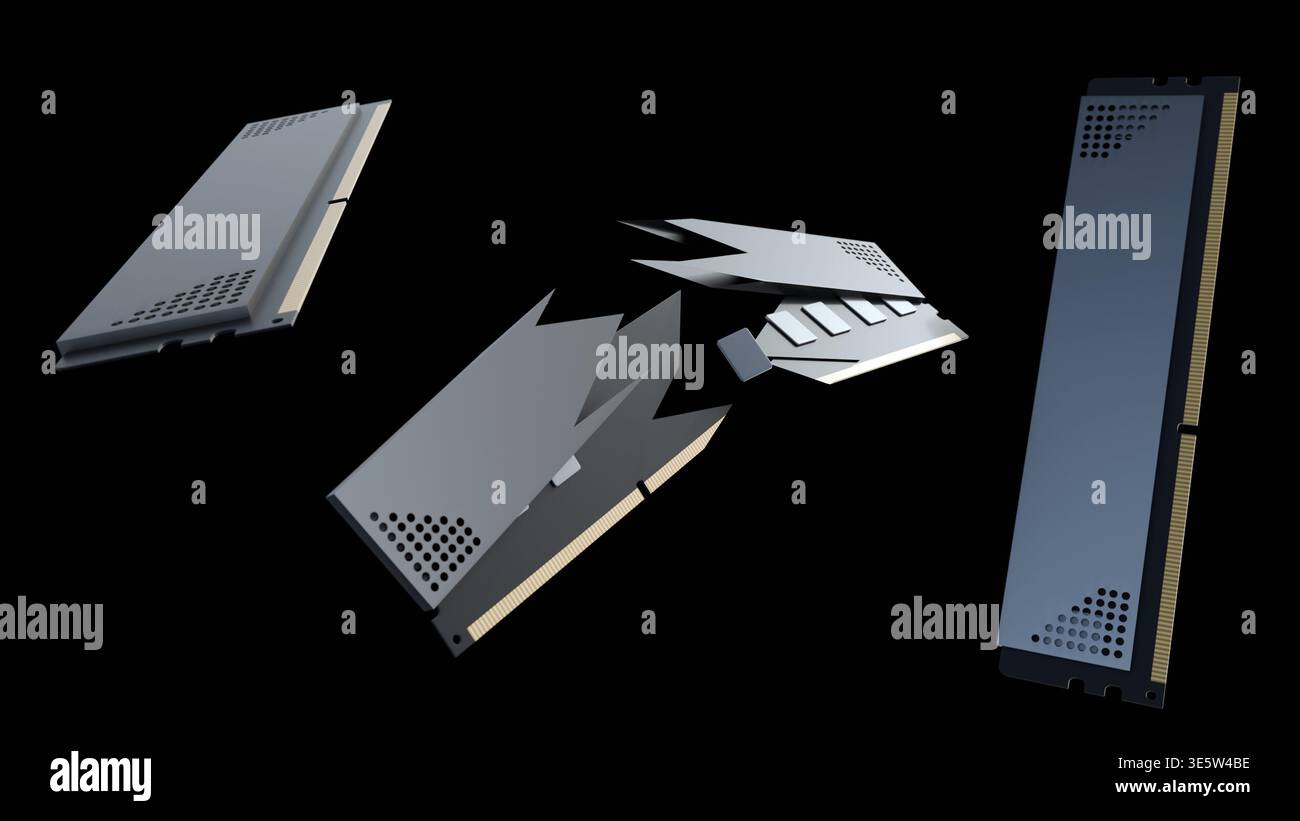 Exploded View Pwb odular 3D Visualization of High-Performance Desktop RAM: Exploded View ...