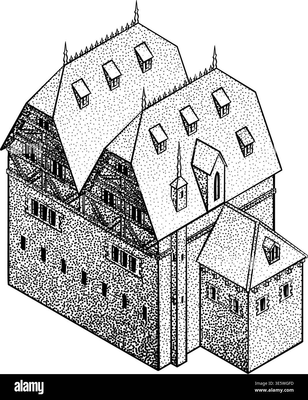 Medieval Building Map Icon Vintage Illustration Stock Vector Image ...