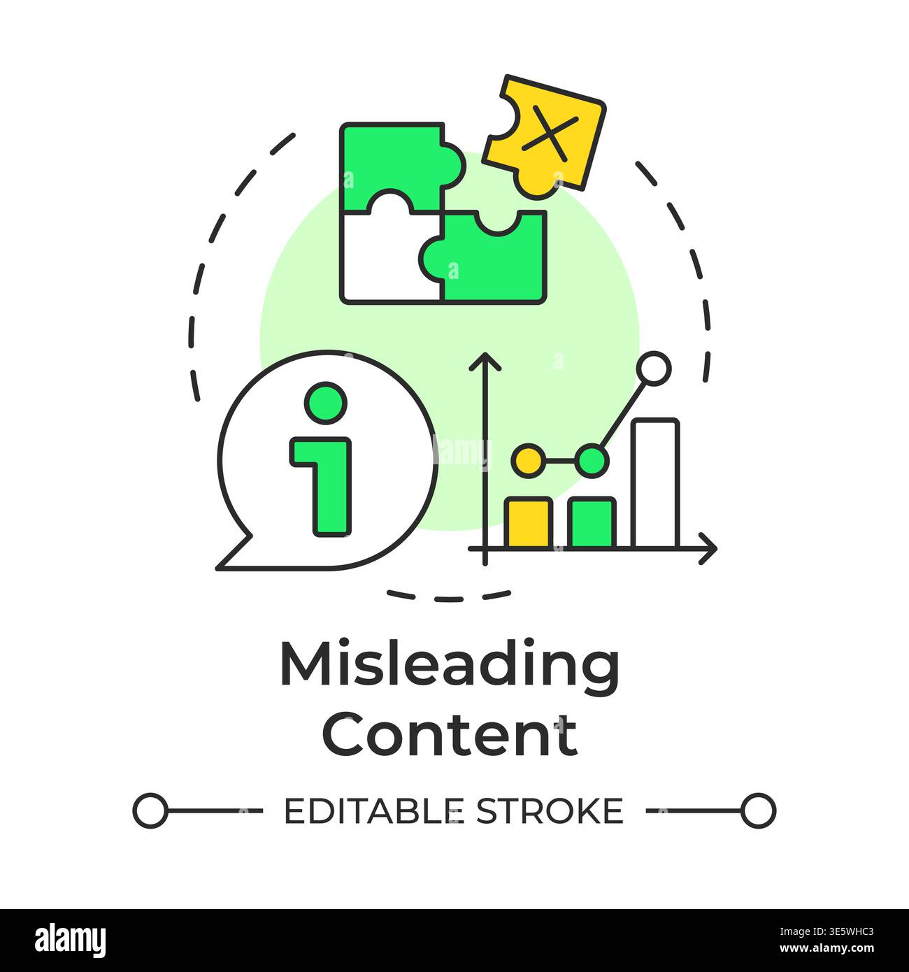 Misleading content multi color concept icon Stock Vector