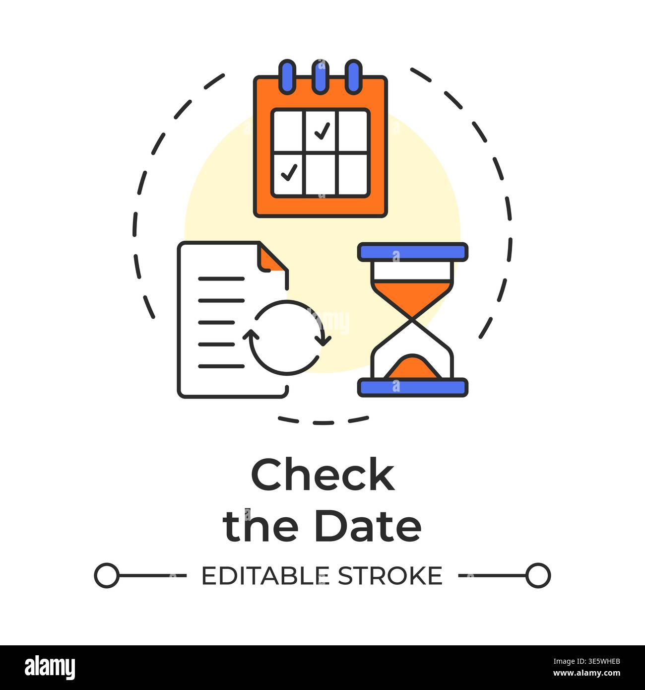 Check the date multi color concept icon Stock Vector