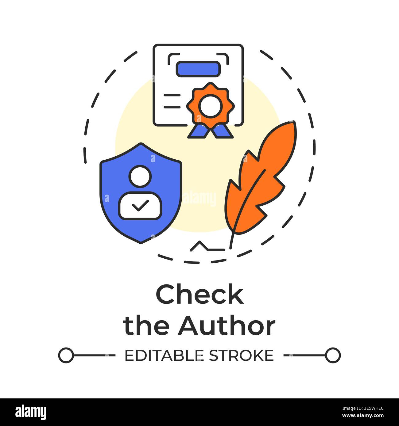 Check the author multi color concept icon Stock Vector
