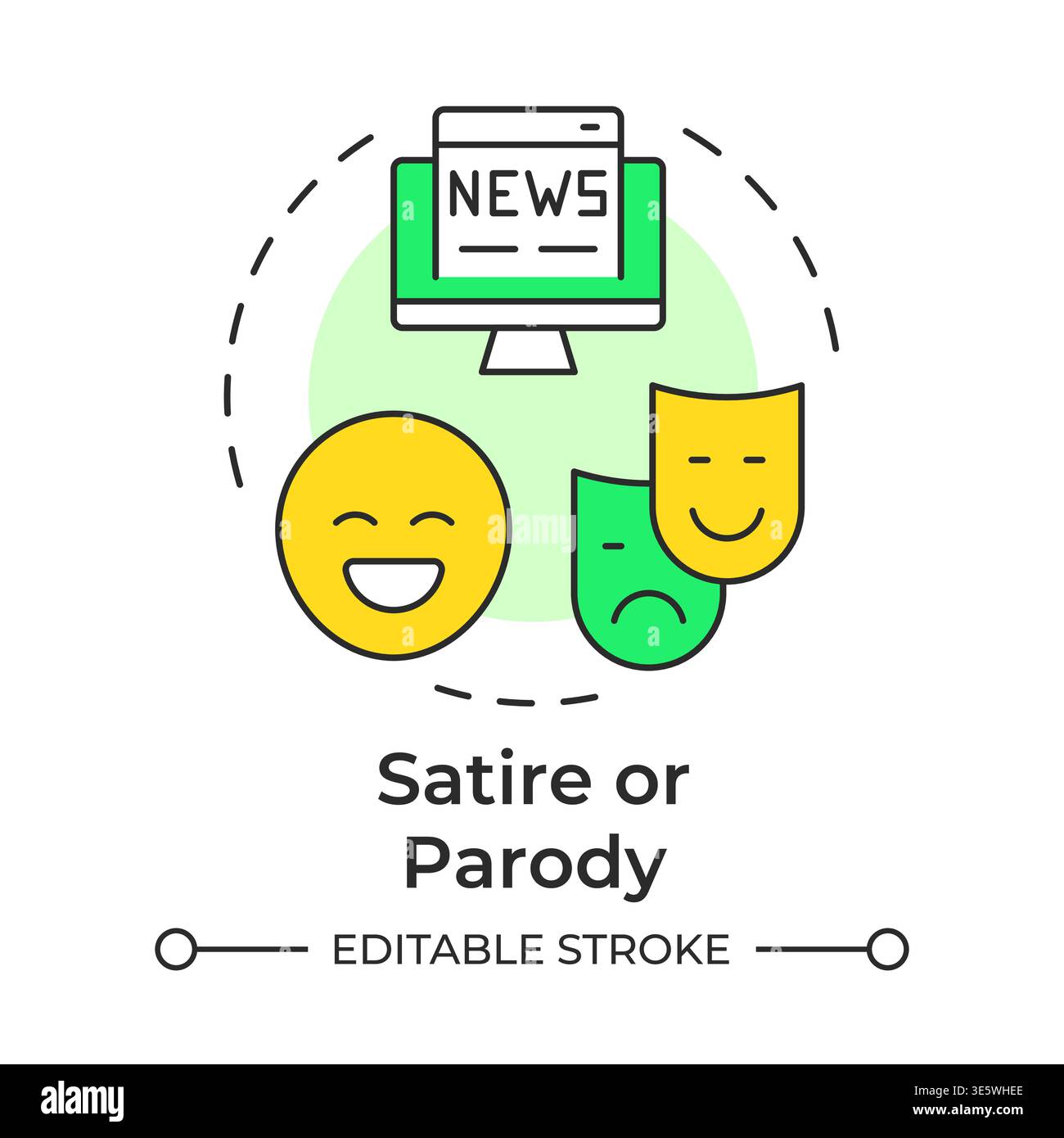 Satire or parody multi color concept icon Stock Vector