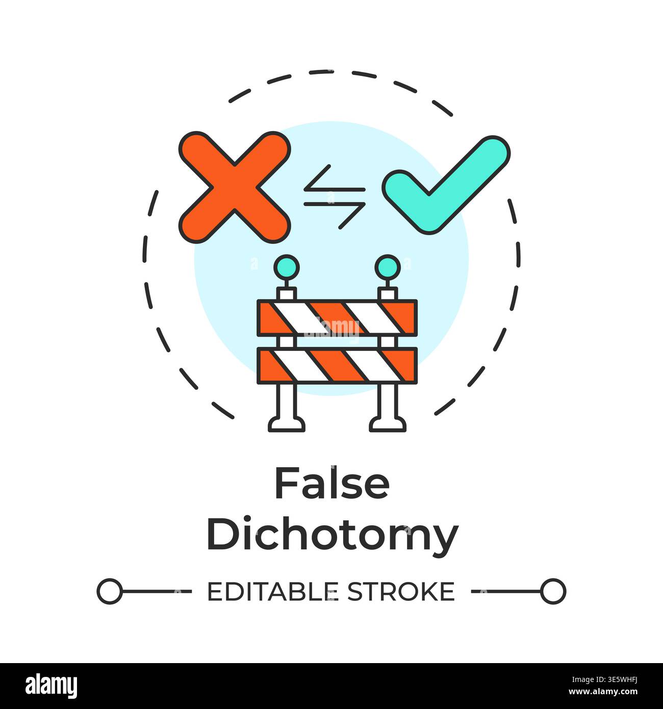 False dichotomy multi color concept icon Stock Vector