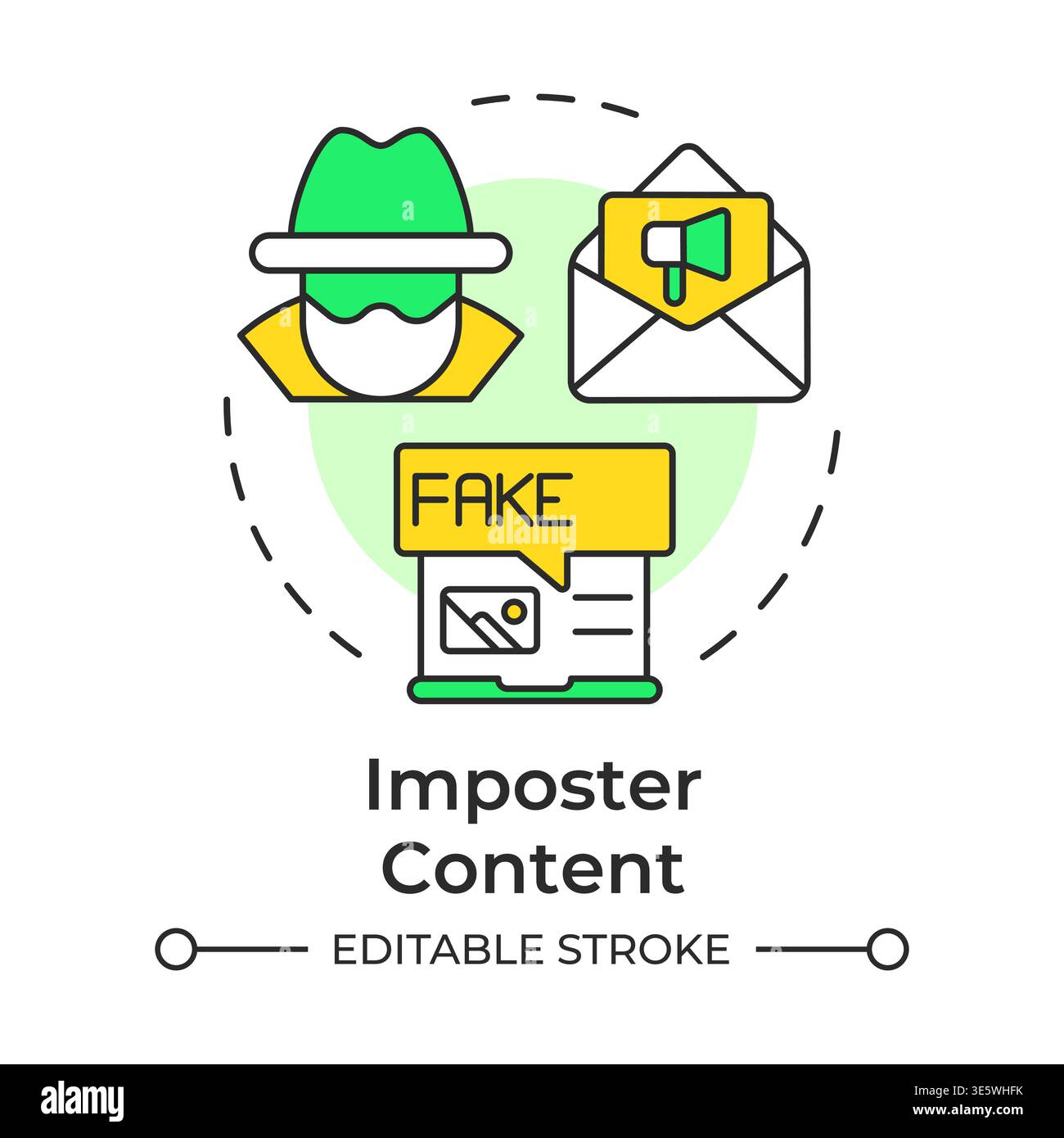 Imposter content multi color concept icon Stock Vector
